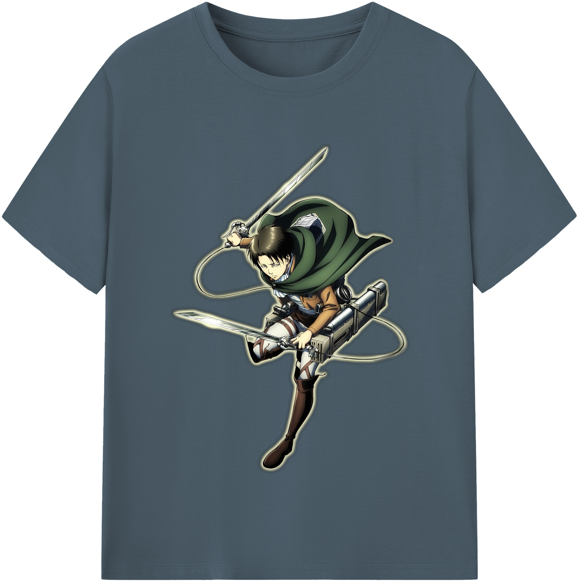（画像用） 進撃の巨人 リヴァイ·アッカーマン Attack on Titan Levi Ackerman 綿100％半袖Tシャツ（フロントプリント）